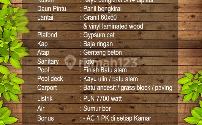 Rumah Villa lokasi ditengah kota 2 menit dari Dyatmika School 13