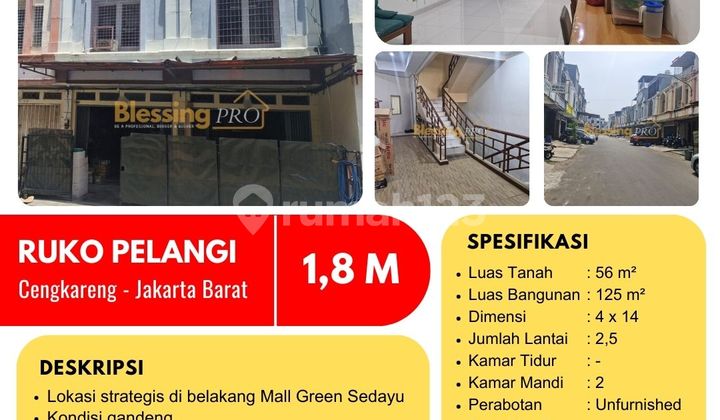 Dijual Ruko Pelangi, Ruko 1000, Cengkareng, bisa Beli Gandeng!!