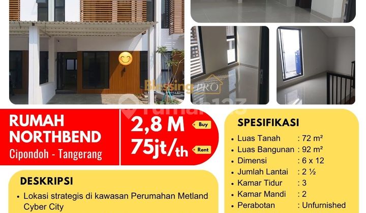 Dijual Cepat Rumah Minimalis, Northbend, Metland Puri, Tangerang