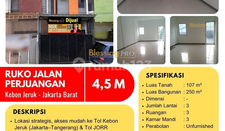 Dijual Cepat Ruko Jl. Perjuangan, Kebun Jeruk, Jakarta Barat