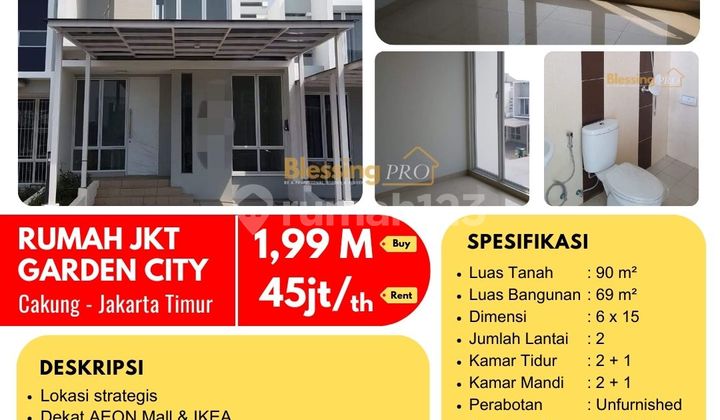 Dijual Rumah Jakarta Garden City (JGC), Cakung, Jaktim
