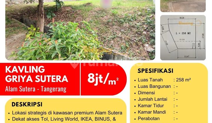 Dijual Kavling Griya Sutera, Serpong Utara, Tangsel