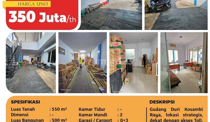 Disewakan Cepat Gudang Duri Kosambi Raya, Jakarta Barat 1
