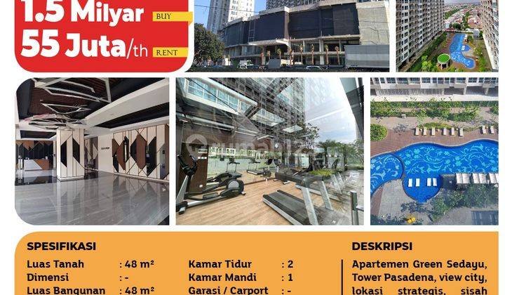 Disewakan Cepat Apartment Green Sedayu Tower Pasadena Lantai 21, Jakarta Barat  2