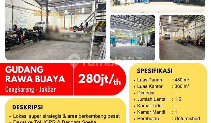 Disewakan Cepat! Gudang 1,5 Lantai Rawa Buaya, Cengkareng