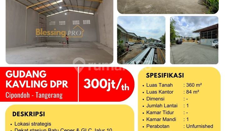 For Quick Rent Warehouse Lot Dpr, Cipondoh Tangerang