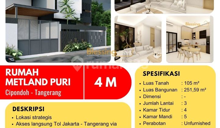 Dijual Rumah Baru Renov Metland Puri, Cipondoh, Tangerang
