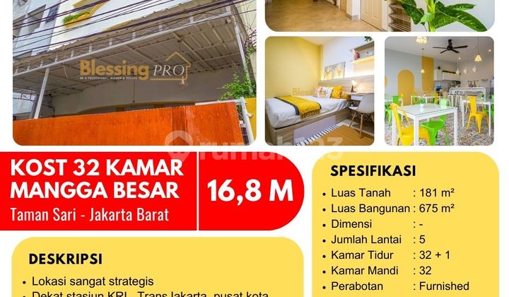 Cocok untuk Passive Income! Dijual Kost 32 Kamar di Mangga Besar, Jakarta Barat 1