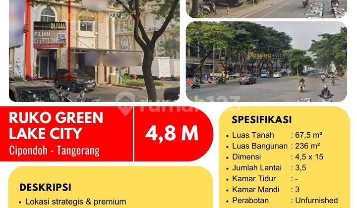 Dijual Ruko 3,5 Lantai Green Lake City, Tangerang