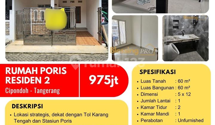 DIJUAL CEPAT! Rumah 1 lantai di Poris Residence 2, Cipondoh, Tangerang DIJUAL CEPAT! Rumah 1 lantai di Poris Residence 2, Cipondoh, Tangerang