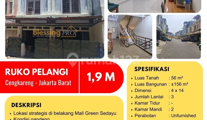 Dijual Ruko Pelangi, bisa Beli Gandeng, Cengkareng