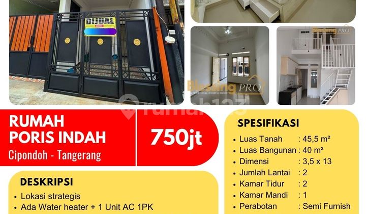 MURAH! Dijual Rumah Semi Furnished di Poris Indah, Cipondoh, Tangerang