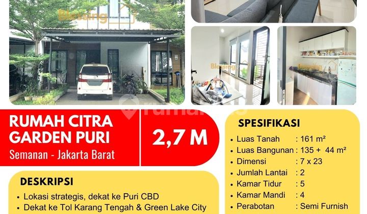 Jual Cepat Rumah Semi Furnished Citra Garden Puri, Semanan