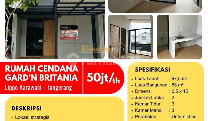Disewakan Cepat Rumah di Cendana Gard'n Britania, Lippo Karawaci Utara, Tangerang 1