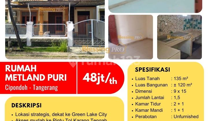 Disewakan Cepat Rumah Metland Puri, Cipondoh, Tangerang