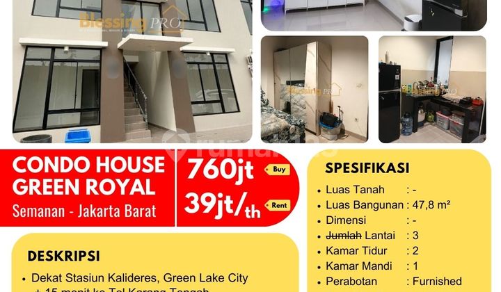 For Rent Furnished Condo House Green Royal, Semanan, West Jakarta