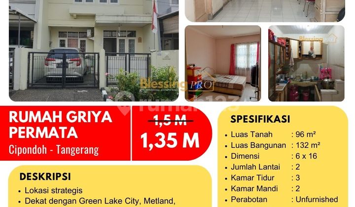 Turun Harga!! Dijual Cepat Rumah Minimalis Siap Huni, Griya Permata, Tangerang