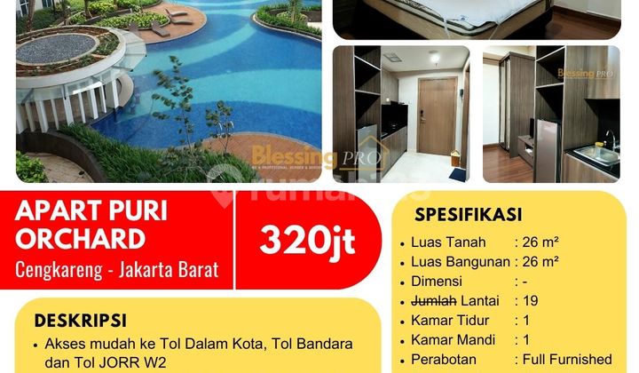 Turun Harga!! Dijual Cepat Apart Puri Orchard, Fully Furnished, Cengkareng