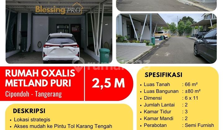 Sudah Renov!! Dijual Cepat Rumah Oxalis, Metland Tangerang