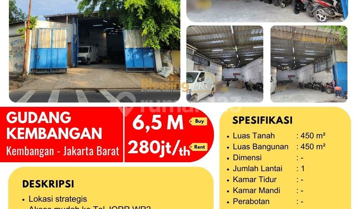 For Rent Warehouse 450 m2 Kembangan, West Jakarta