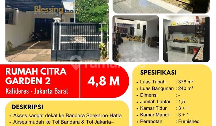 Harga di Bawah NJOP! Dijual Rumah Luas Citra Garden 2, Kalideres, Jakbar