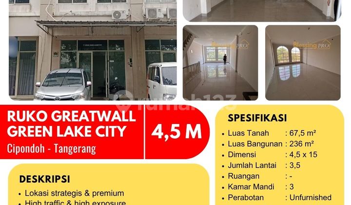For Sale: Greatwall 3.5-Story Shop House, GLC, Cipondoh, Tangerang