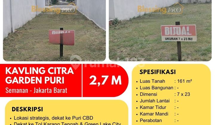 Dijual Kavling Citra Garden Puri, Semanan, Jakbar