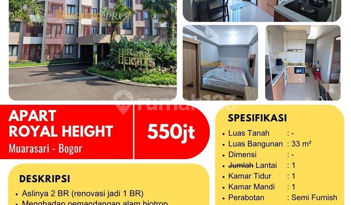 For Sale 1 BR Apartment Royal Height, Semi Furnished, Bogor