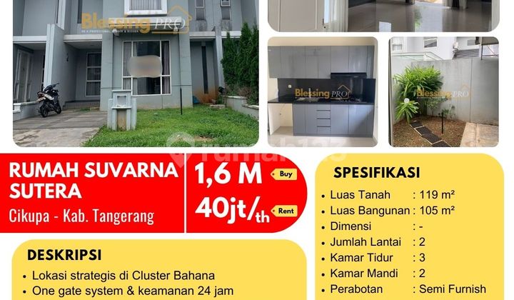 Disewakan Cepat Rumah Semi Furnished Suvarna Sutera, Cikupa Disewakan Cepat Rumah Semi Furnished Suvarna Sutera, Cikupa