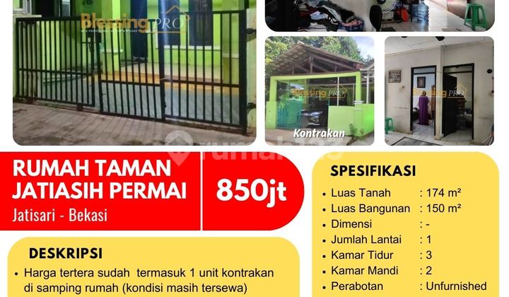 Best Deal! Dijual Rumah + 1 Unit Kontrakan di Taman Jatiasih Permai, Jatisari, Bekasi Best Deal! Dijual Rumah + 1 Unit Kontrakan di Taman Jatiasih Permai, Jatisari, Bekasi