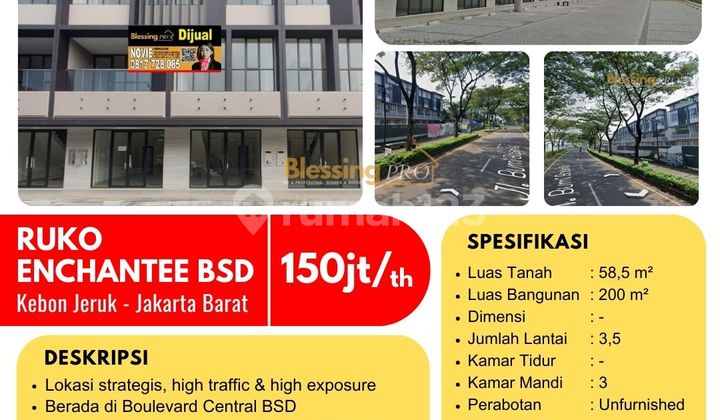 Disewakan Cepat Ruko Enchantee, BSD, Tangerang