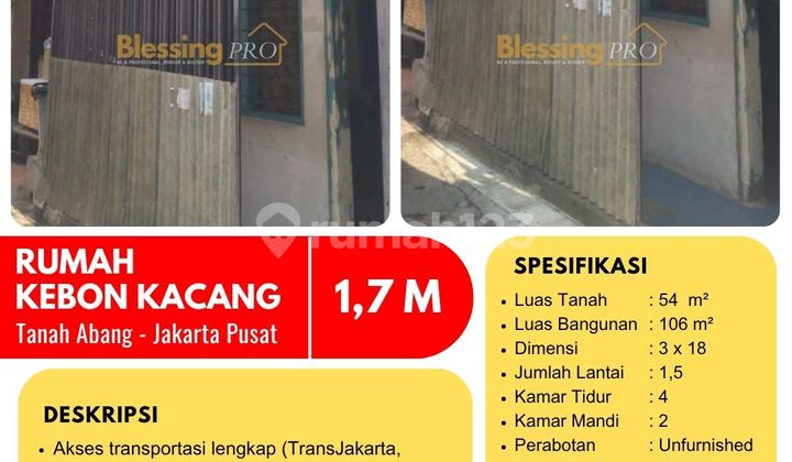 Dijual Cepat Rumah Jl. Kebon Kacang, Jakarta Pusat Dijual Cepat Rumah Jl. Kebon Kacang, Jakarta Pusat