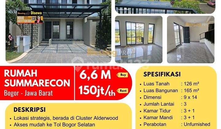 Dijual Rumah View Danau, Summarecon Bogor, Jawa Barat