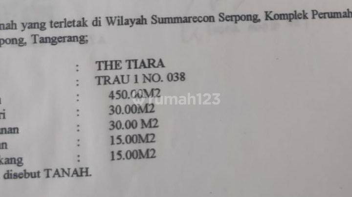 Dijual Cepat Kavling di Cluster Tiara Phg, Gading Serpong Sof  2