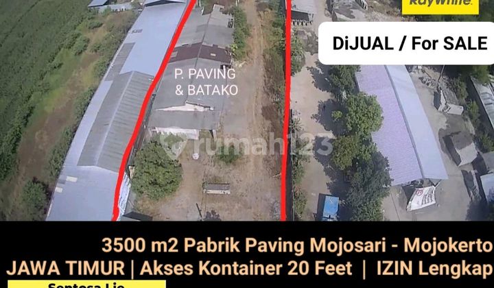 Cheap Sale 3500 M2 Paving Factory Near Provincial Road Mojosari Mojokerto East Java - 20 Feet Container Access - Complete Permit - Warehouse, Office Space - SHM Certificate
