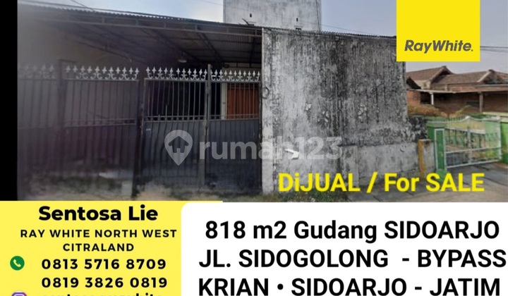 Dijual 818 M2 Gudang Bypass Krian Sidoarjo Jatim Di Jalan Sidogulung - Akses Colt Diesel Ban Double Cocok Buat Semi Industri, Ada Mess Karyawan, Ruang Kantor