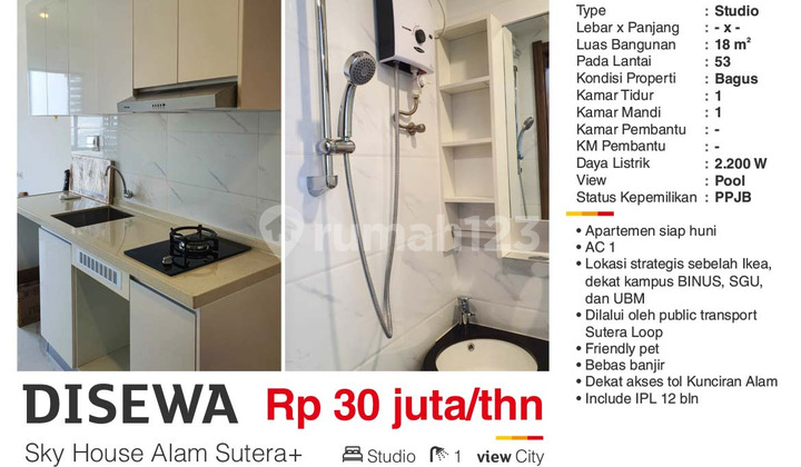 Disewa Apartemen Studio Furnish Termasuk IPL Dekat Ikea Binus Disewa Apartemen Studio Furnish Termasuk IPL Dekat Ikea Binus