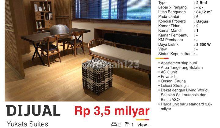 Dijual Apartemen Mewah 2BR Furnished Murah Dekat Living World  1