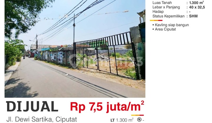 Dijual Tanah Siap Bangun Strategis Murah Jl.Dewi Sartika Ciputat
