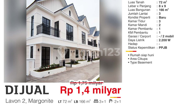 Dijual Rugi Rumah di Lavon 2 Cluster Margonite Cikupa Tangerang 1