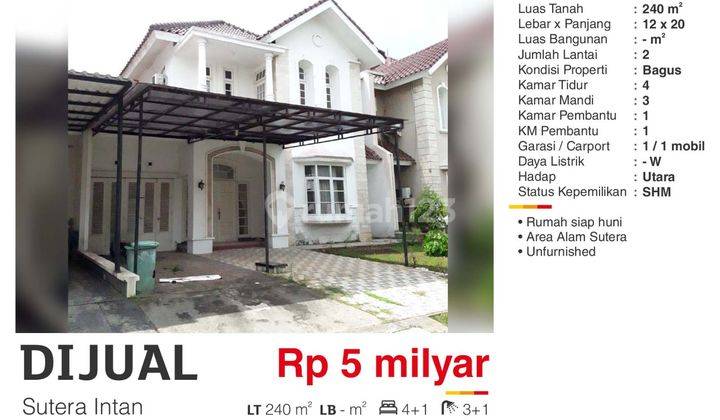 Dijual Rumah 2 Lantai Siap Huni Bagus Sutera Intan Alam Sutera 1