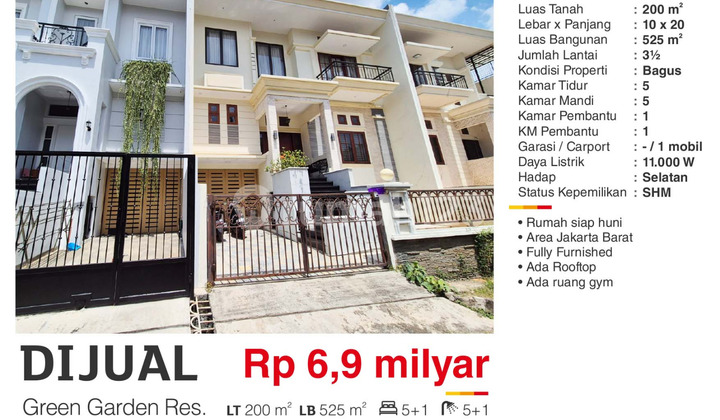 Dijual Rumah Siap Huni Full Furnish SHM Bagus di Jakarta Barat
