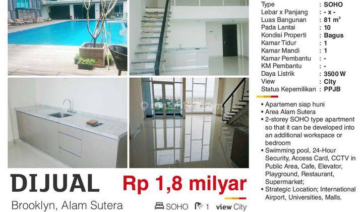 Dijual Soho 2 Lantai Unfurnished Harga Menarik di Alam Sutera 1