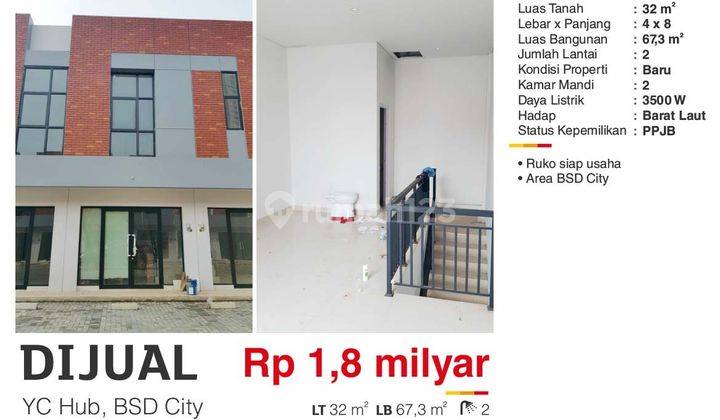 Dijual Atau Disewa Ruko 2 Lantai Baru di Area Digital Hub Bsd 1