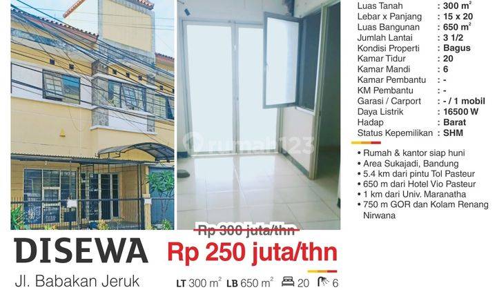 Disewa Ruang Usaha 650 M2 Lokasi Strategis Turun Harga di Bandung 1