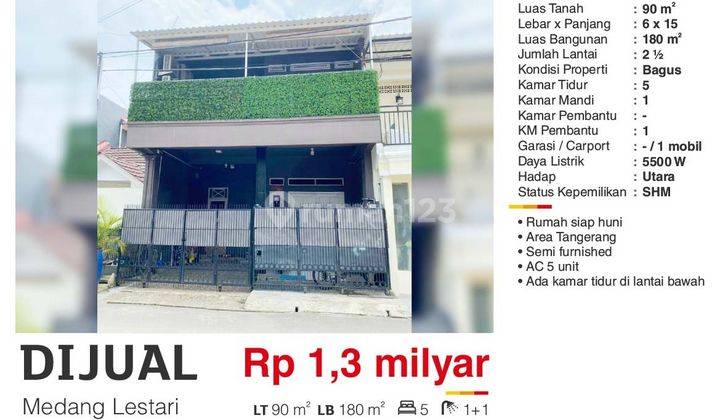 Dijual Rumah 2,5 Lantaii Semi Furnish SHM Strategis di Tangerang 1