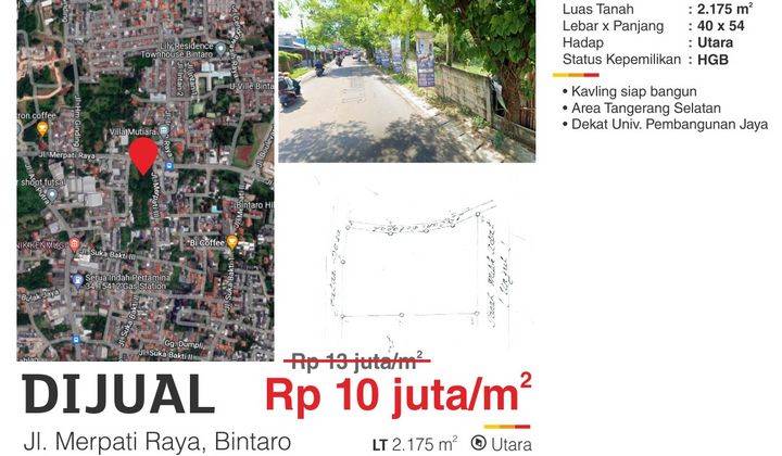 Dijual Kavling Harga Murah Lokasi Strategis Dekat Upj Bintaro  1