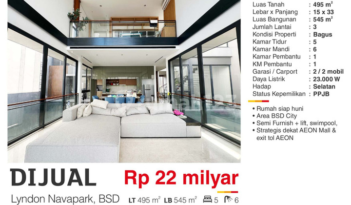 Dijual Rumah Mewah Lyndon Navapark dekat Aeon Mall di BSD City Dijual Rumah Mewah Lyndon Navapark dekat Aeon Mall di BSD City