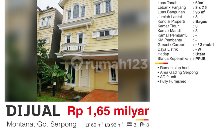 Dijual Rumah Modern Minimalis Furnish di Montana  Gading Serpong 