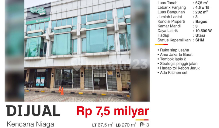 Dijual Ruko Siap Usaha Strategis Pingir Jalan Hadap Tol di Jakarta Barat